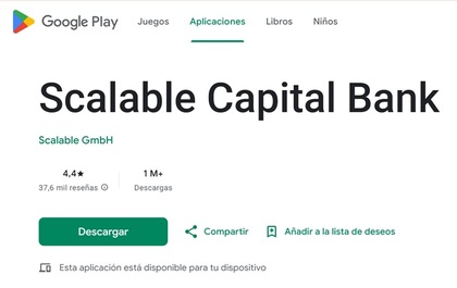 Scalable Capital opiniones Google Play Store