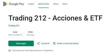 Trading 212 opiniones en Google Play Store