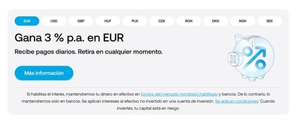Trading 212 ofrece cuentas remuneradas en 13 divisas