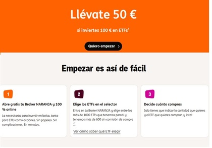 Promoción ING 50€ gratis por invertir en ETFs