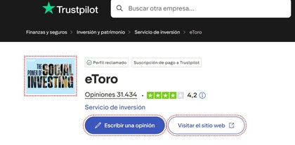 eToro opiniones en Trustpilot