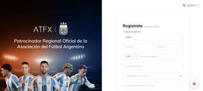 Registro página ATFX