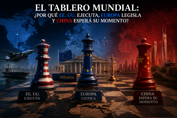 El tablero mundial: ¿Por qué EE. UU. ejecuta, Europa legisla y China espera su momento?