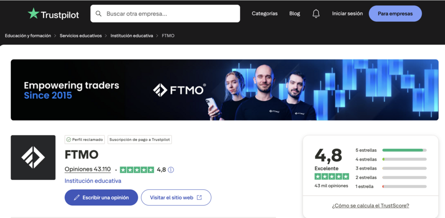 Reseñas FTMO en Trustiplost