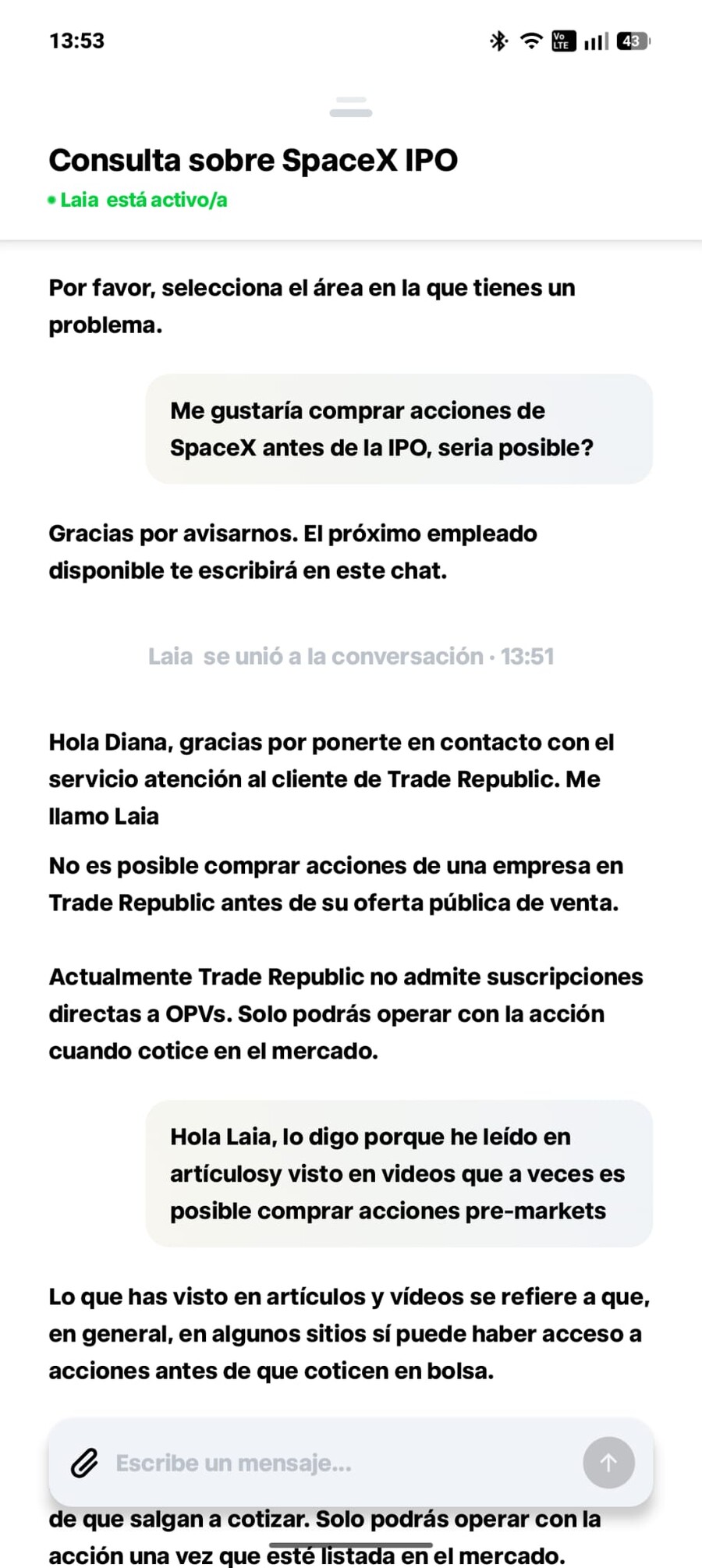 Asistencia al cliente 24/7 de Trade Republic