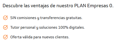 Ventajas de la cuenta para empresas de Bankinter Plan Empresas 0
