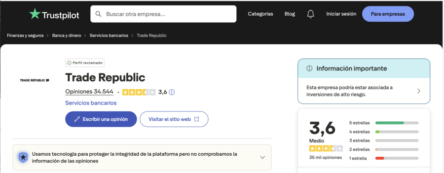 Opiniones Trade Repunlic en Trustpilot