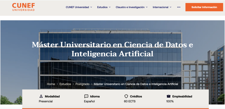 Máster Universitario en Ciencia de datos e IA en CUNEF