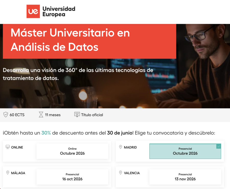 Máster en Análisis de Datos por la Universidad Europea