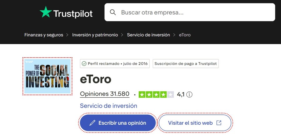 eToro opiniones de la comunidad de Trustpilot