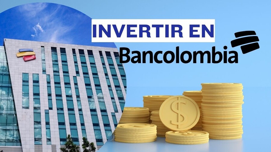 texto de "invertir en bancolombia" con una iamgen de la sede física del banco.