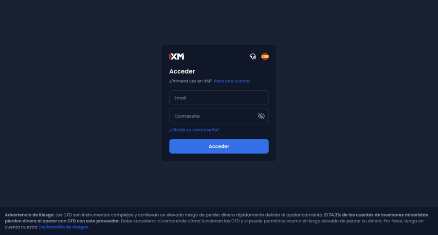 Iniciar sesión en el portal de XM