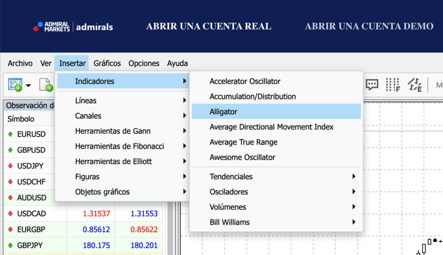 Plataforma WebTrader de Admirals