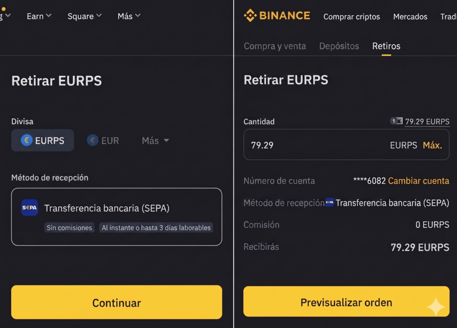 retiro de binance via SEPA