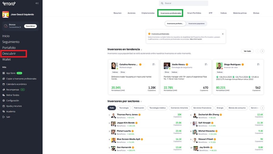 Los principales popular investors de eToro