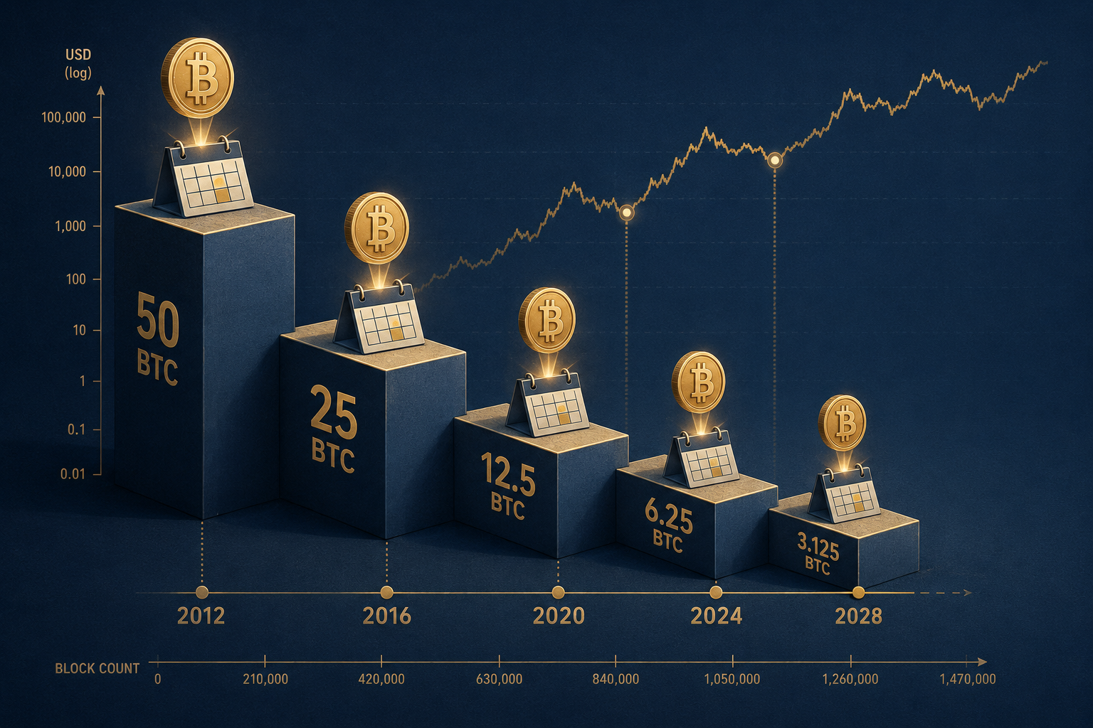 Próximo halving de Bitcoin 2028, calendario y fecha estimada