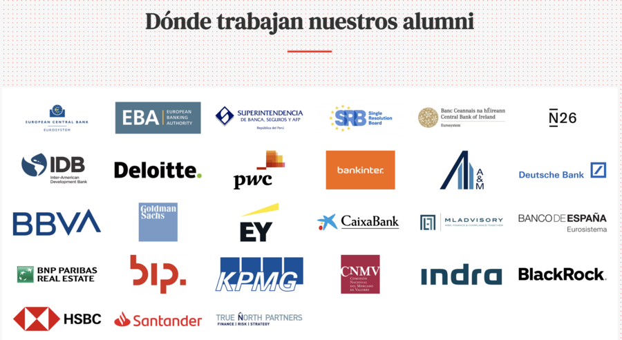 Empresas donde trabajan los alumni al salir del máster