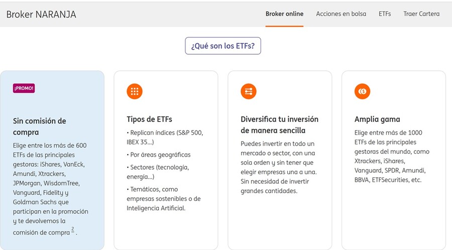 ING ofrece ETFs sin comisiones