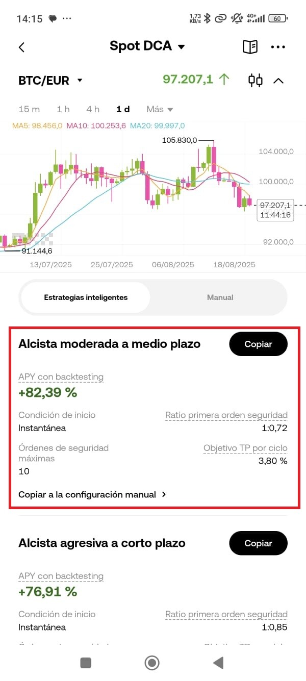Bots de cripto trading en modalidad de DCA en OKX