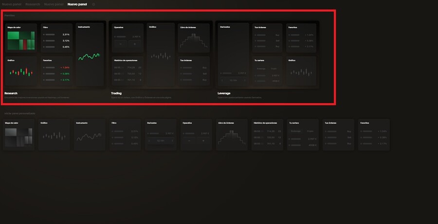 Interfaz estándar en el Centro de Trading Web de Trade Republic