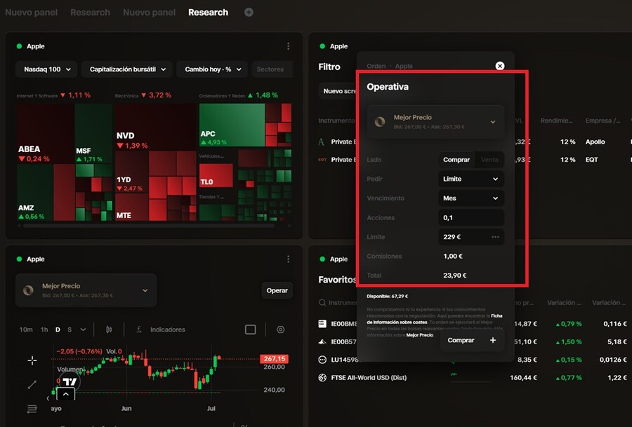Operativa al mejor precio en Trade Republic Trading Pro