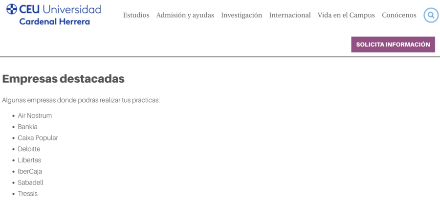 Empresas donde realizar las prácticas