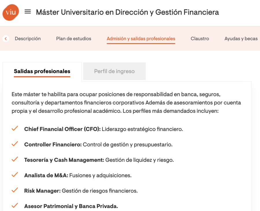 Salidas profesionales del máster Universitario en Dirección y Gestión Financiera