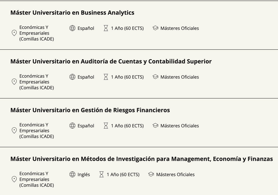 Oferta másteres de Comillas ICADE