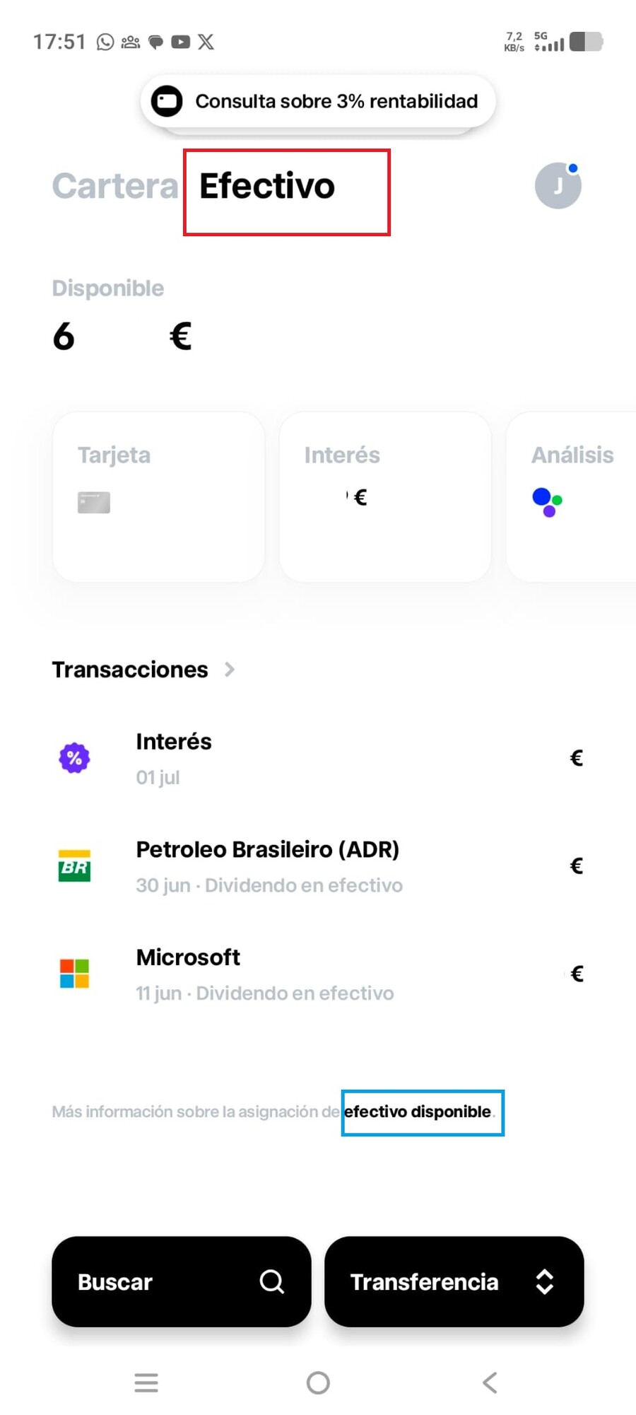 Consultar donde está el efectivo disponible de Trade Republic