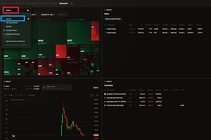 Buscar acciones de SpaceX en Trade Republic