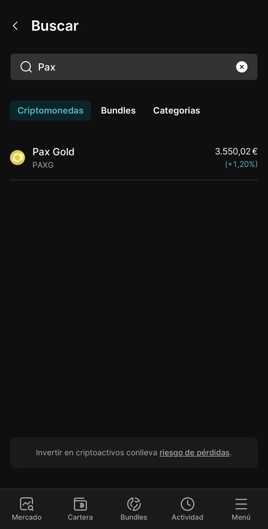 Buscar el token de oro en tu exchange