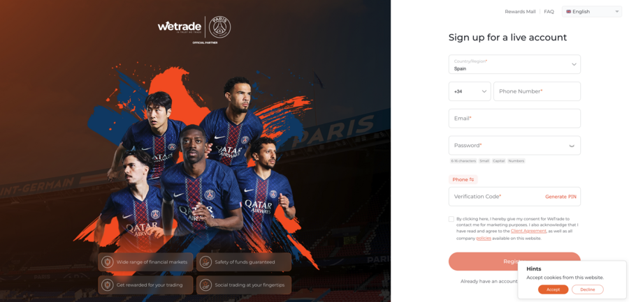 Registro en WeTrade