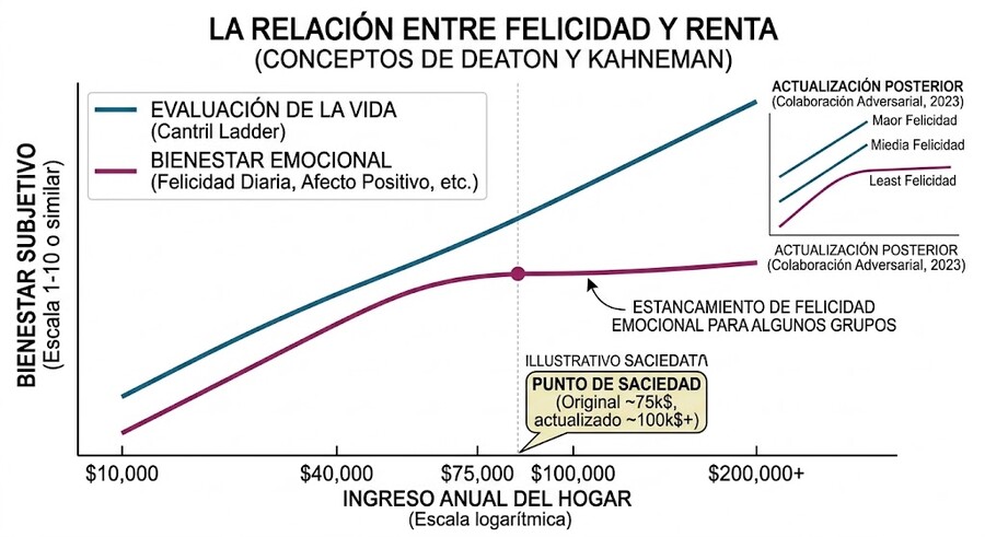 La relación entre felicidad y renta