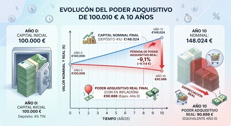 Evolución del poder adquisitivo a 10 años