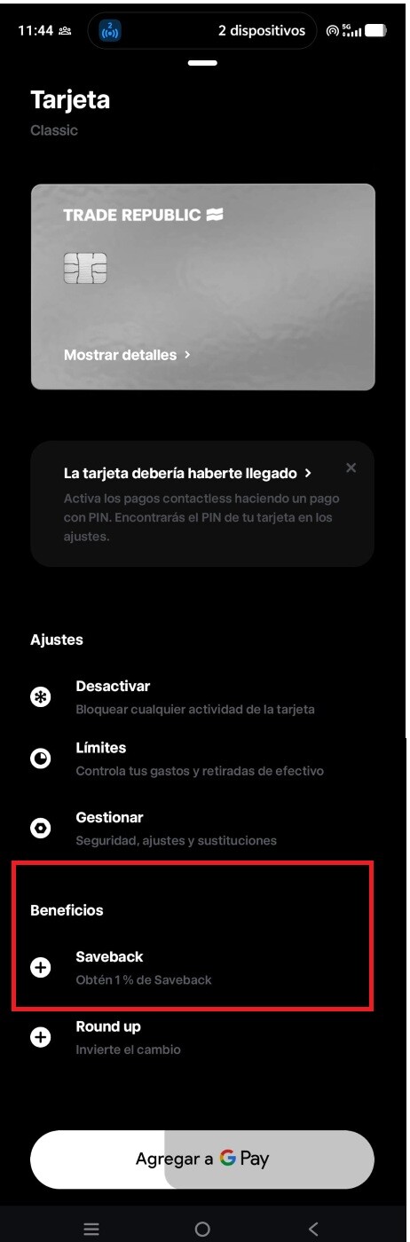 Activar el programa Saveback de Trade Republic paso a paso