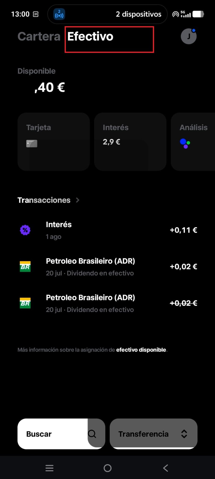 Pasar dinero de cartera a efectivo en Trade Republic