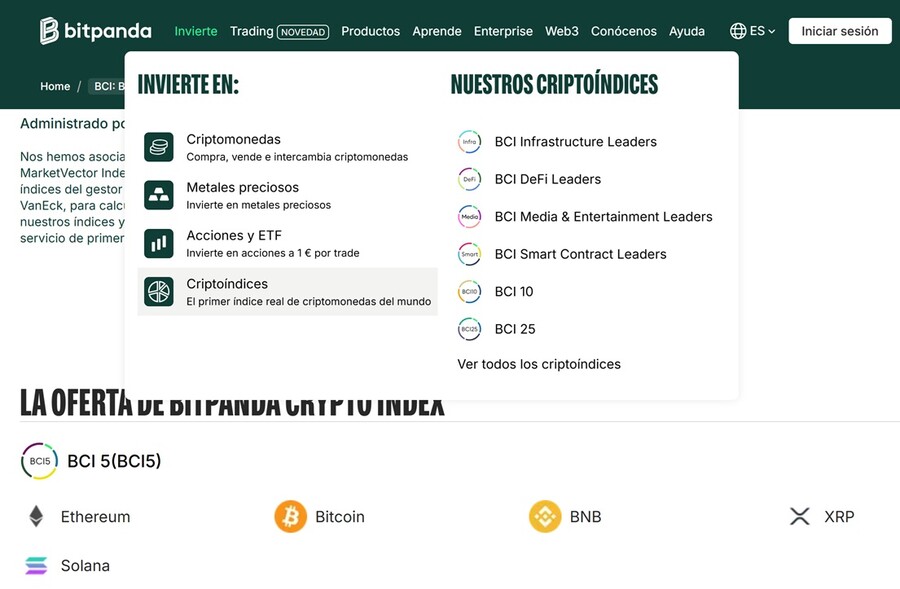 Índice BCI 5 de Bitpanda