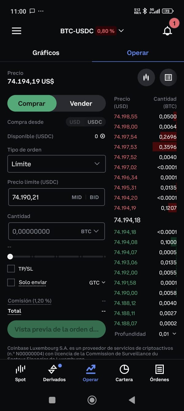 Plataforma Trading Advanced de Coinbase