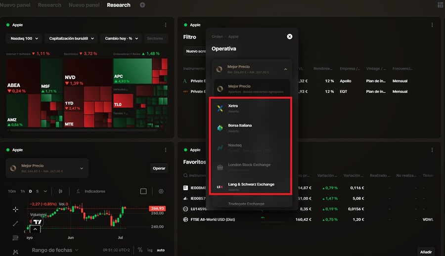 Plataforma de Trading Pro de Trade Republic con una orden Direct Price
