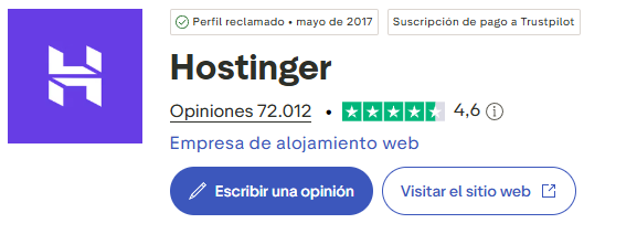 Valoración de Hostinger y opiniones de clientes en Trustpilot