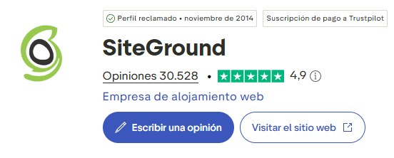 Opiniones y valoración de SiteGround en Trustpilot
