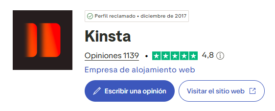 Valoración y opiniones de Kinsta en Trustpilot
