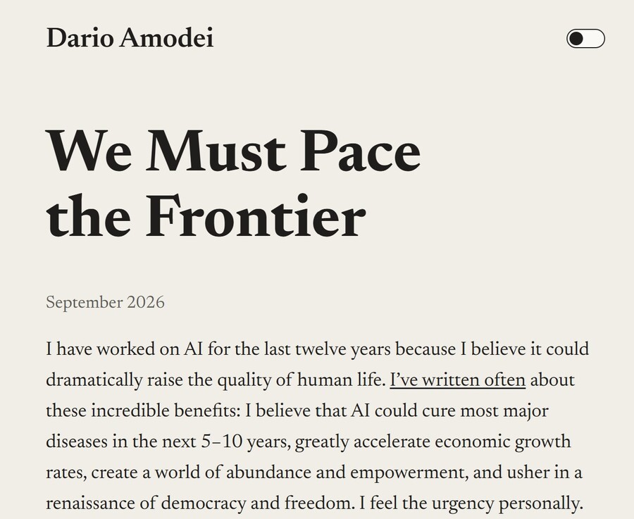 Carta de Dario Amodei "We Must Pace the Frontier"