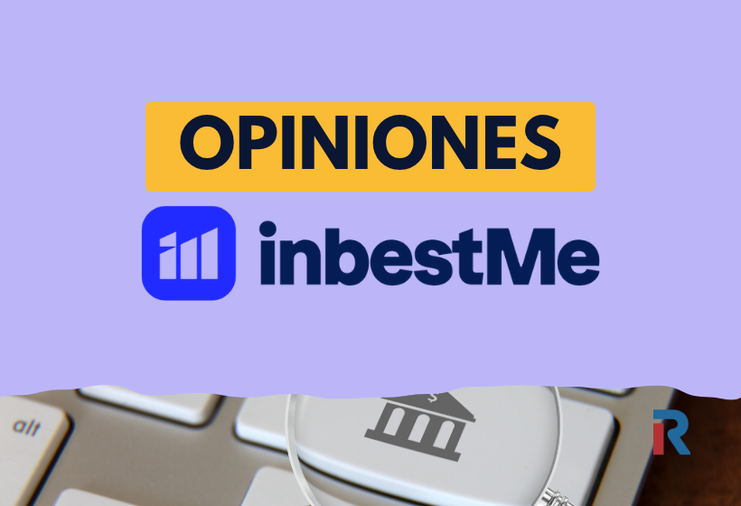 Imagen con el texto «Opiniones inbestMe», el logotipo de inbestMe y un teclado con una tecla de banco + logo de Rankia.