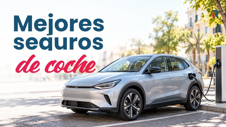 Coche eléctrico conectado a un punto de carga en una portada sobre seguros de automóvil.