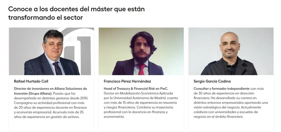Claustro del Máster de Finanzas de la Universidad Europea