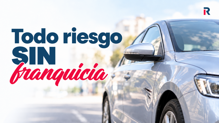 Coche plateado con un roce en la puerta y el titular «Todo riesgo sin franquicia».