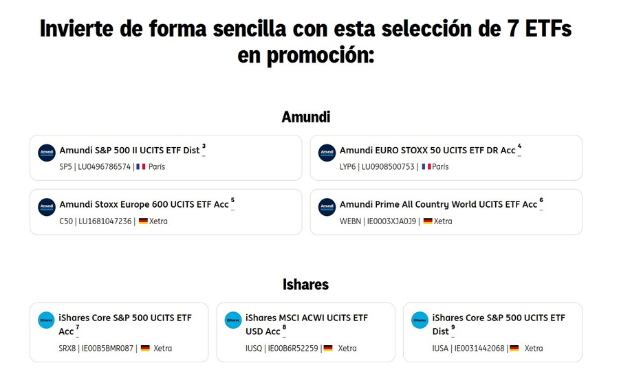 Los 7 ETFs de selección del Broker NARANJA de ING por los que recibir 50€ de bonificación