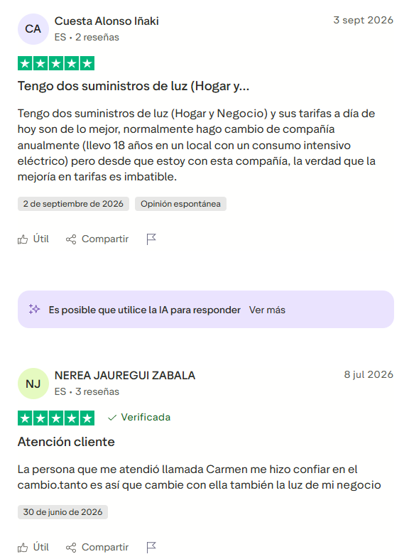 Opiniones reales de empresas sobre el ahorro de luz con Gana Energía.