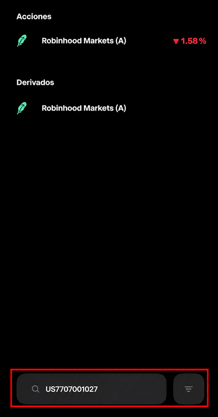 Buscar Robinhood en Trade Republic